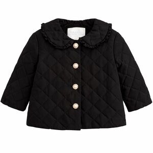 Edgehill Collection Girls' Black Quilted Jacket with Pearl Buttons Size 4T
